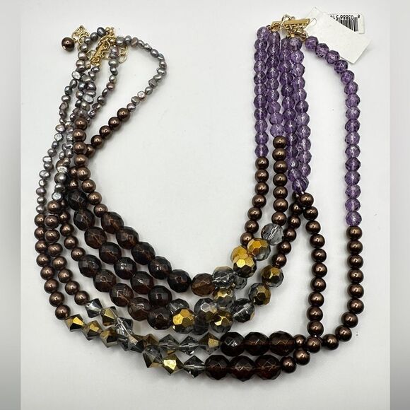 WITH TAG Sequin multi-strand beaded necklace with pearls! - Picture 3 of 16